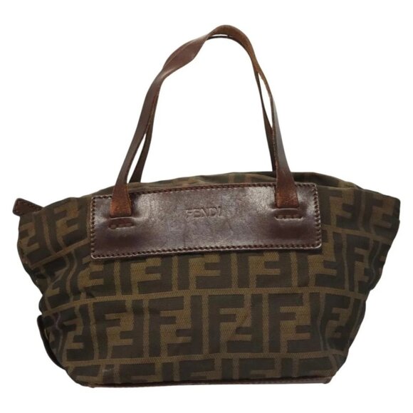 FENDI Zucca Canvas Hand Bag Black Brown Auth - Picture 2 of 15
